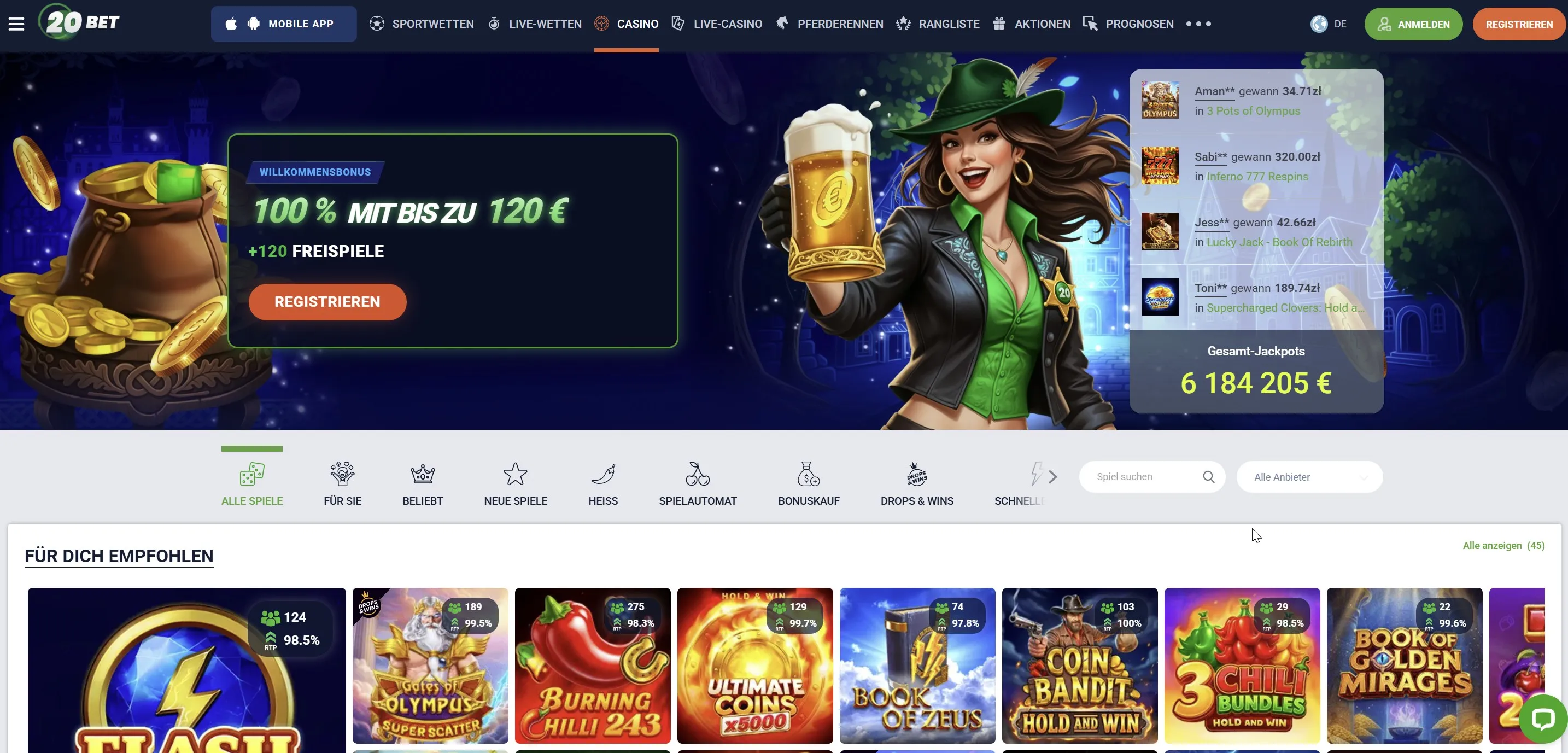 International betting site with live markets and casino games